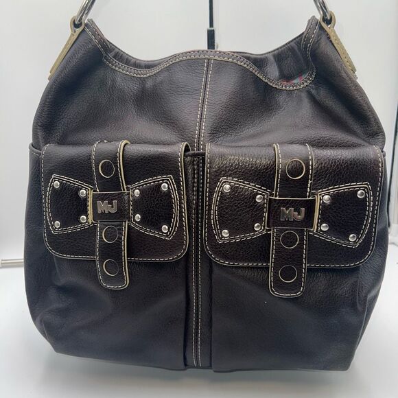 Marc Jacobs Vintage Thick Leather Hobo Bag With Bows And Psychedelic Interior - Picture 1 of 16